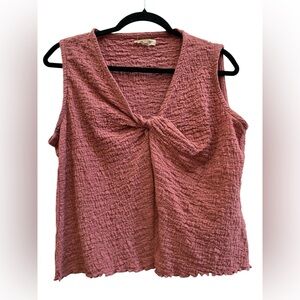 Madewell XL Dusty Rose Textured Tie Front Gauze Top Sleeveless Boho Minimalist